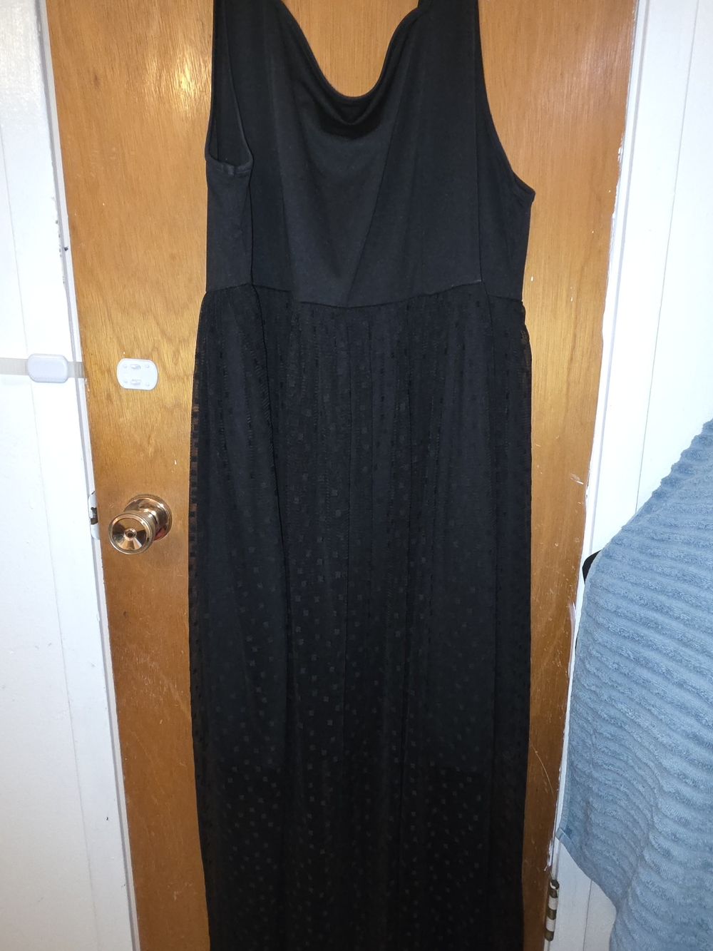 SHEIN Black Sleeveless Maxi Dress with Swiss Dot Skirt